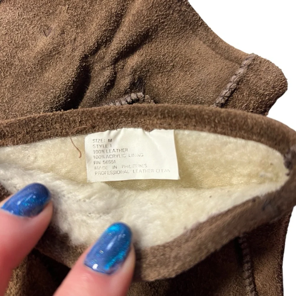Vintage 1970’s Cowhide Split Leather Sherpa Lined Gloves Sz MD